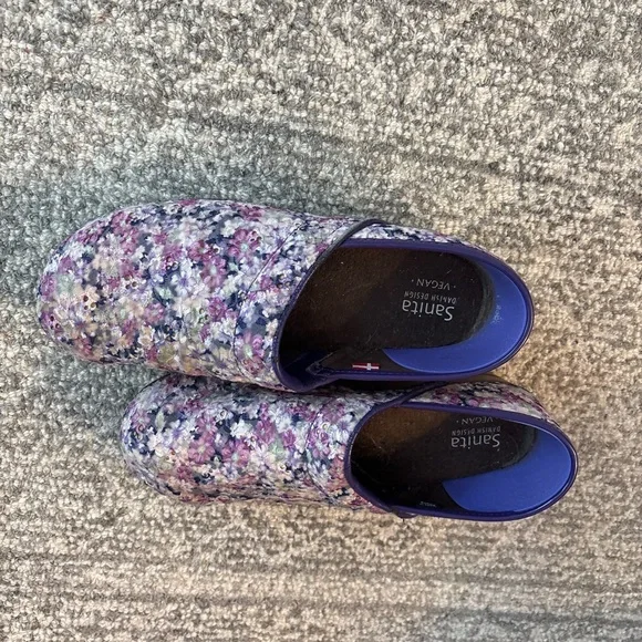 Sanita Floral Mules in Purple and White - Picture 3 of 6